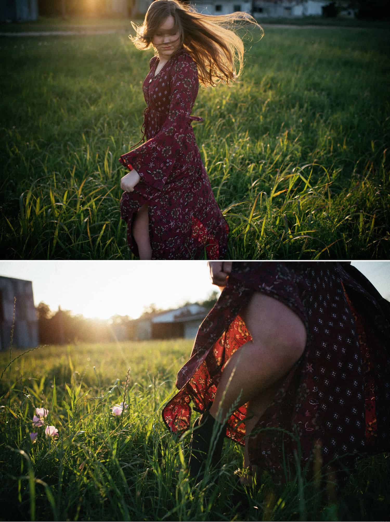 I Quit Taking "Safe" Photos. It Was the Best Decision of My Life. - Senior girl frolicking in a sunlit field.