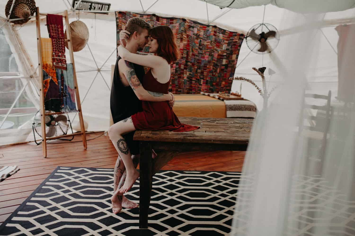This Is the Boudoir Photography Shy Couples Need To See: Glamping Romance