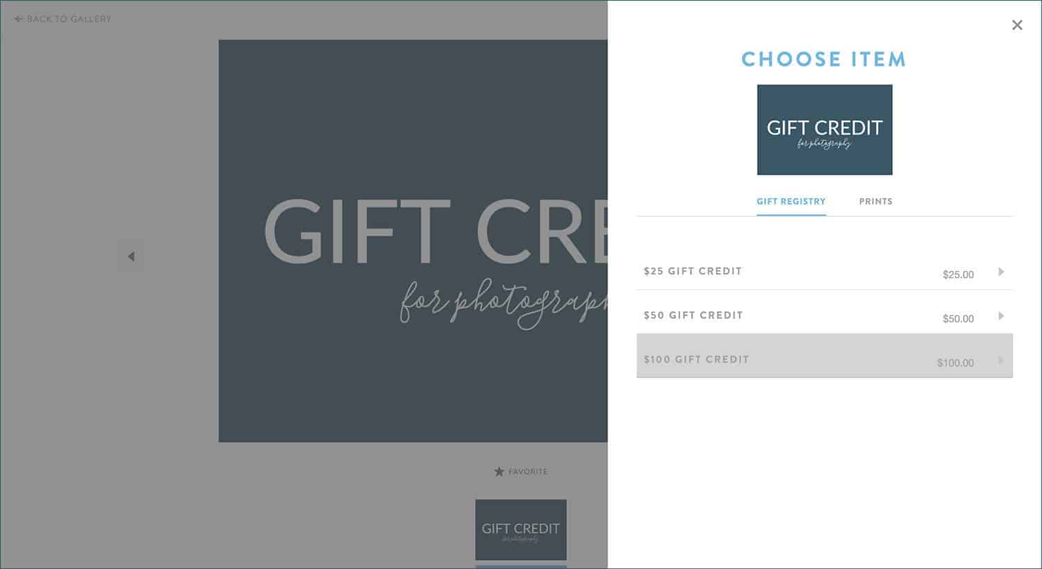 Photography Gift Registries
