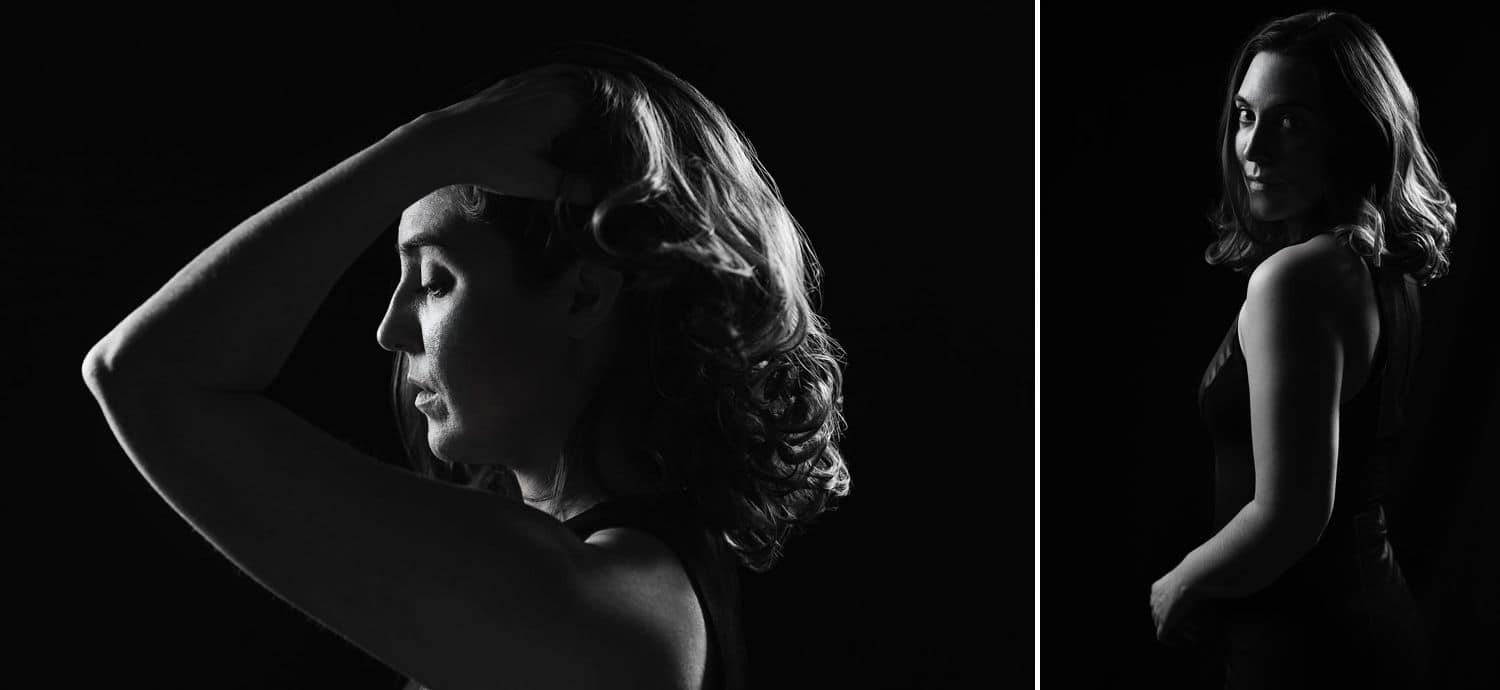This diptych is an example of photography using rim lighting.
