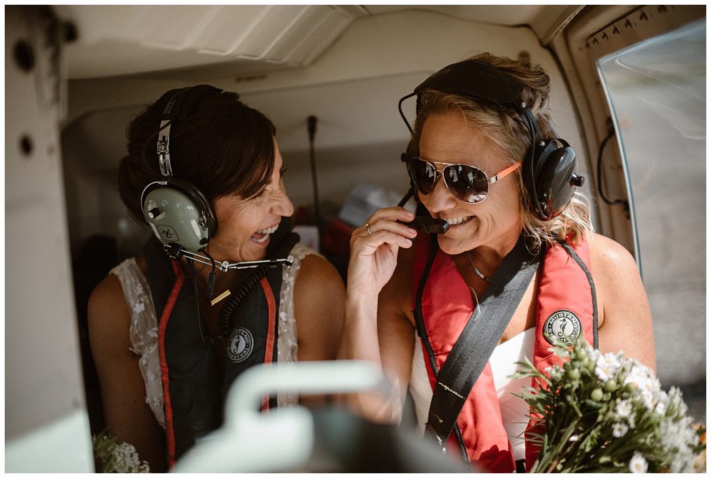 two women in helicopter