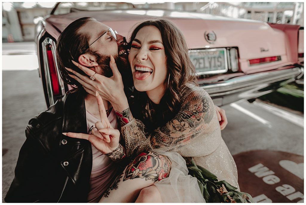 rock and roll wedding couple