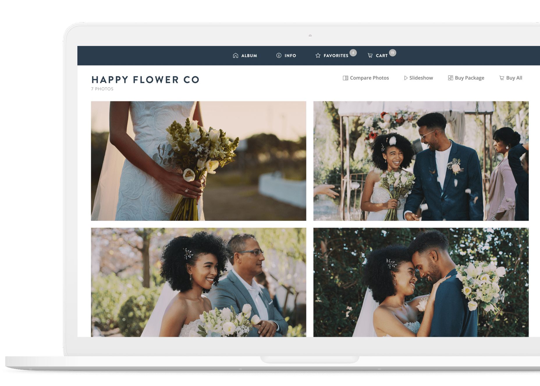 Vendor album for flower company in ShootProof