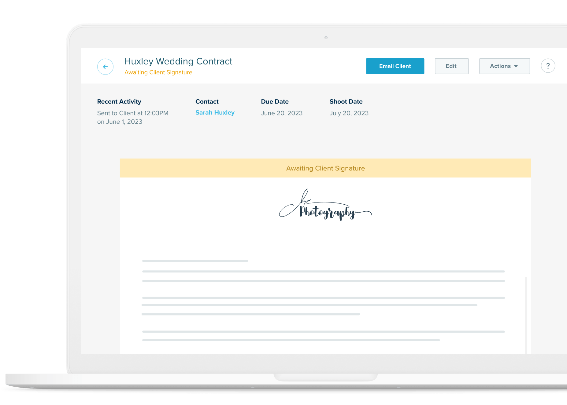ShootProof wedding contract