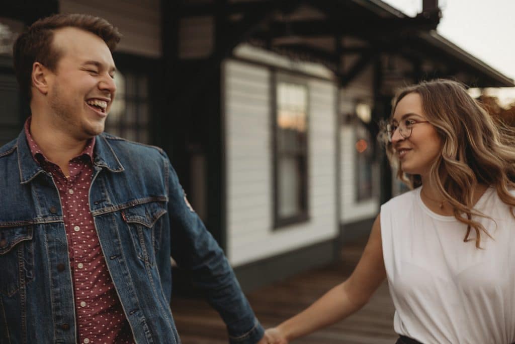 couple laughing together