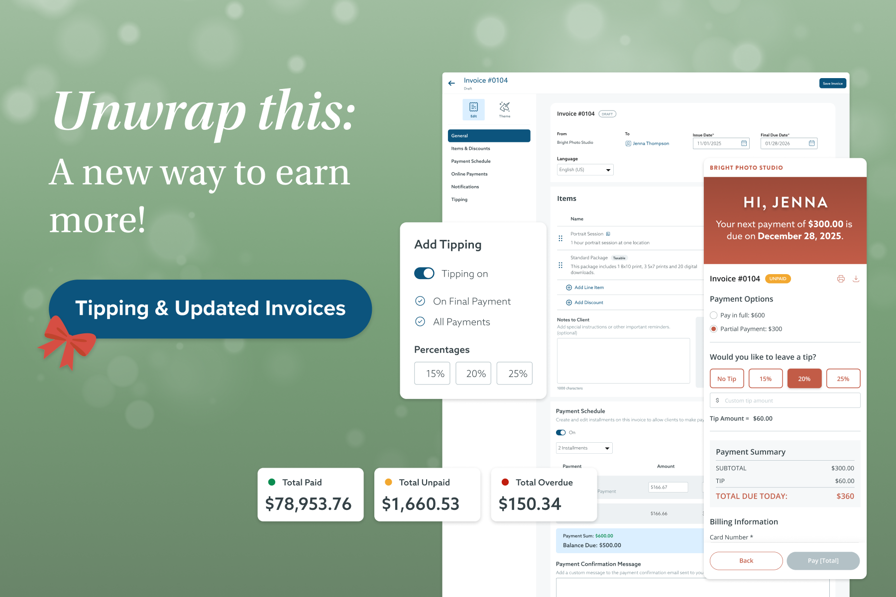 ShootProof Invoices תומכות כעת במתן טיפ לצלמים