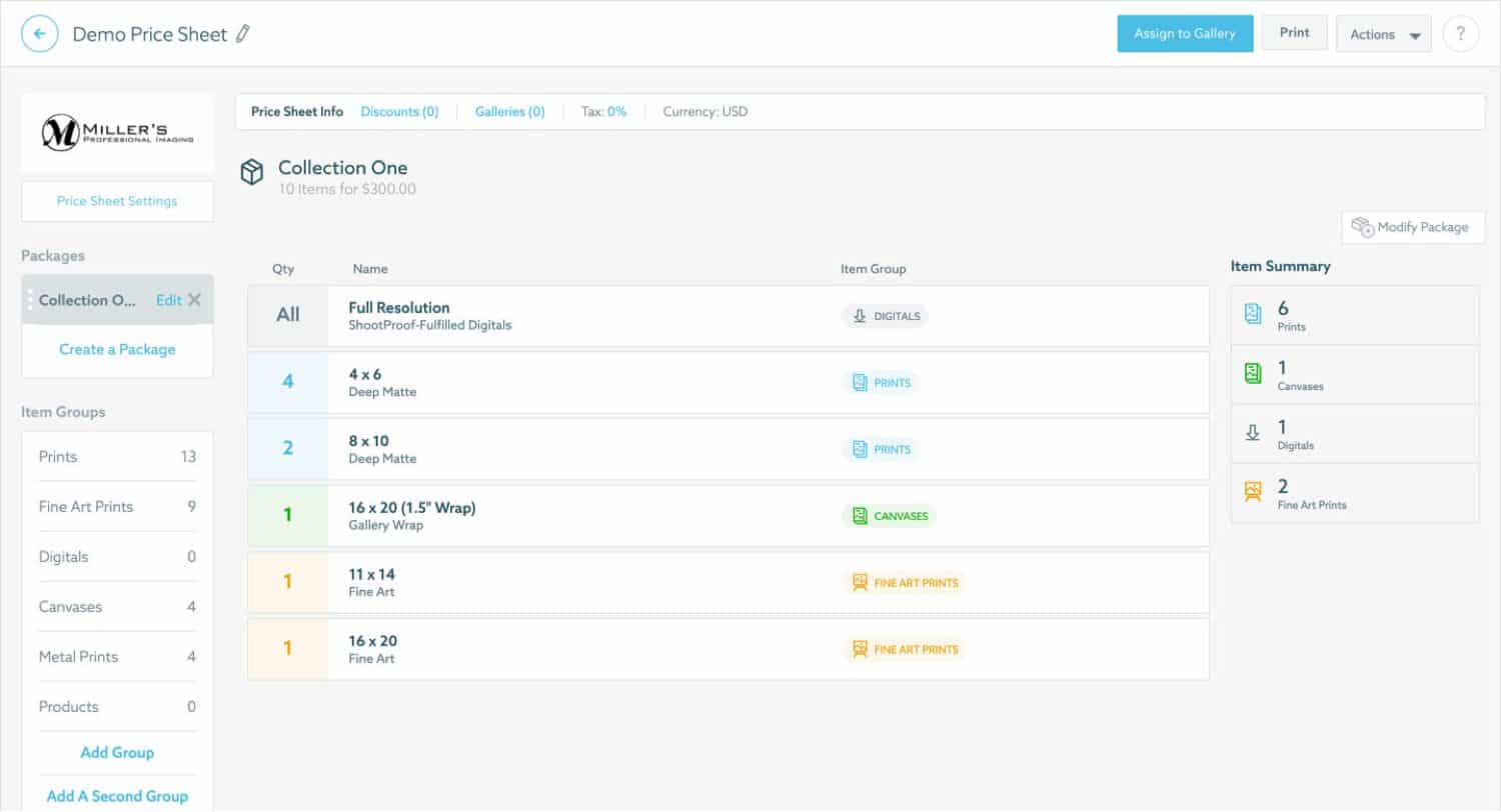 Creating your own packages is easy with ShootProof's Package Builder!